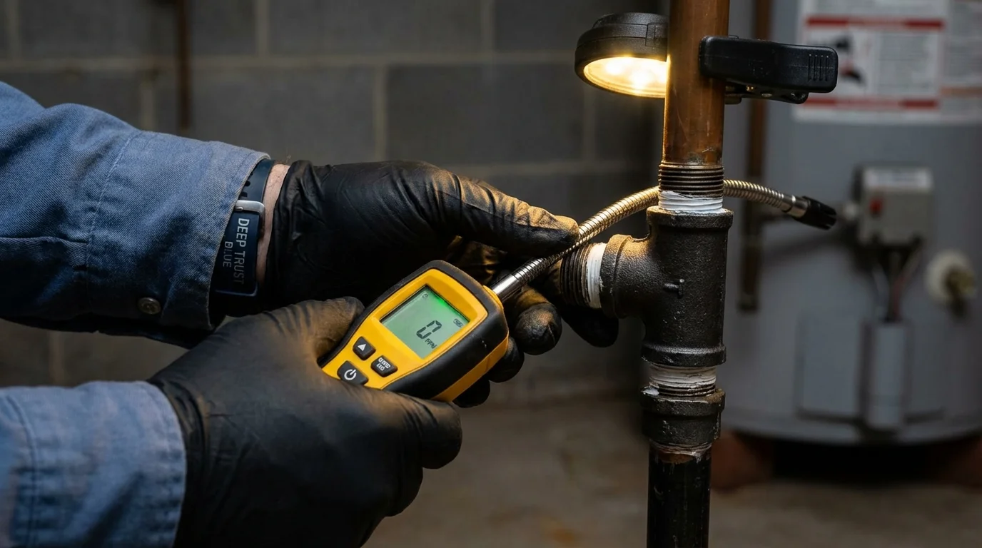 Gas leak detection with electronic sniffer by Johns Plumbing LLC in Rockton
