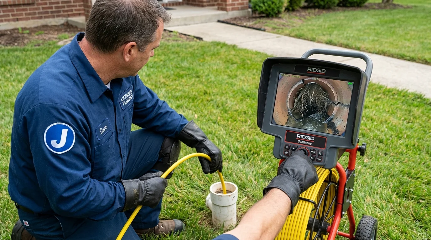 Sewer camera inspection being performed by Johns Plumbing LLC in Rockton